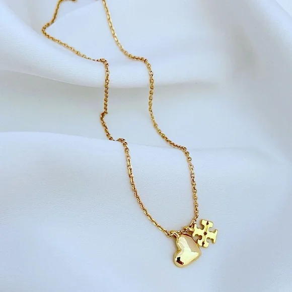 Tory burch Gold Heart and Puzzle Pendant Necklace - Picture 2 of 10